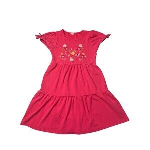 Lucky Penny Girls Pink Floral Butterfly Embroidered Tiered Dress Size 8